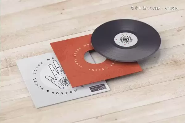 乙烯基黑胶唱片品牌设计样机 (PSD)免费下载