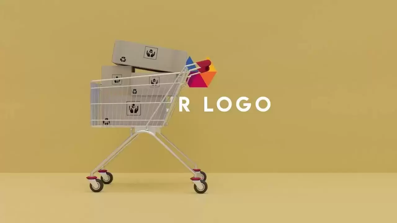 购物车标志动态动画AE模板视频下载-附音频
