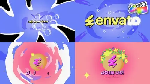 鲜花绘画动画标志标志FCPX模板