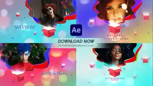 神秘的盒子幻灯片打开动作和氛围AE视频