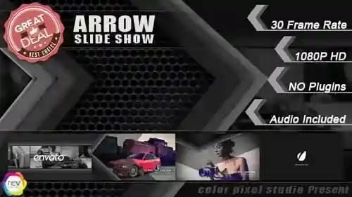 带箭头过渡和文本叠加的动态几何幻灯片企业AE视频