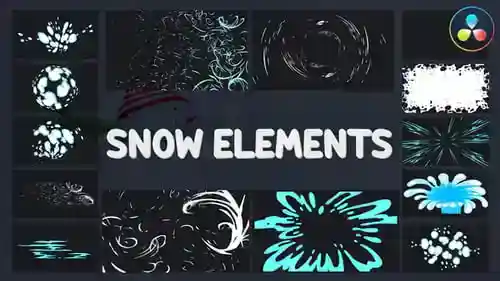 卡通手绘雪元素和液体假日过渡包达芬奇模板
