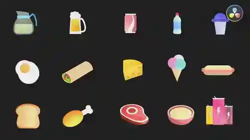 食品和饮料图标包,信息图表英尺。食品和饮料与达芬奇解决达芬奇模板兼容