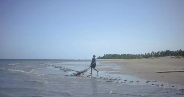 海边沙滩上岛上的人视频素材插图