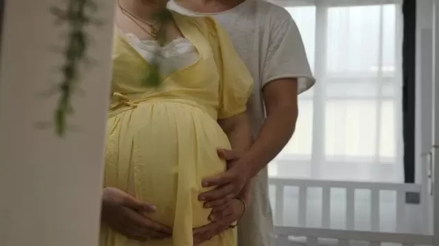 丈夫拥抱怀孕的妻子视频素材插图