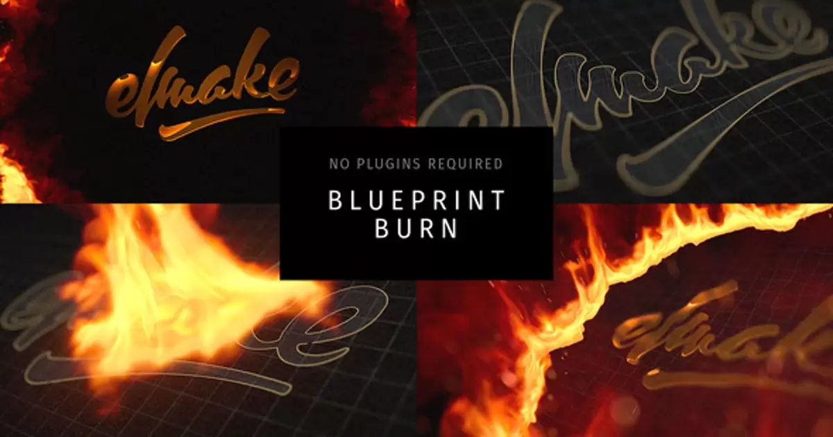 图片上的火焰燃烧出现logo标志AE模版Blueprint Burn插图 图片上的火焰燃烧出现logo标志AE模版Blueprint Burn插图
