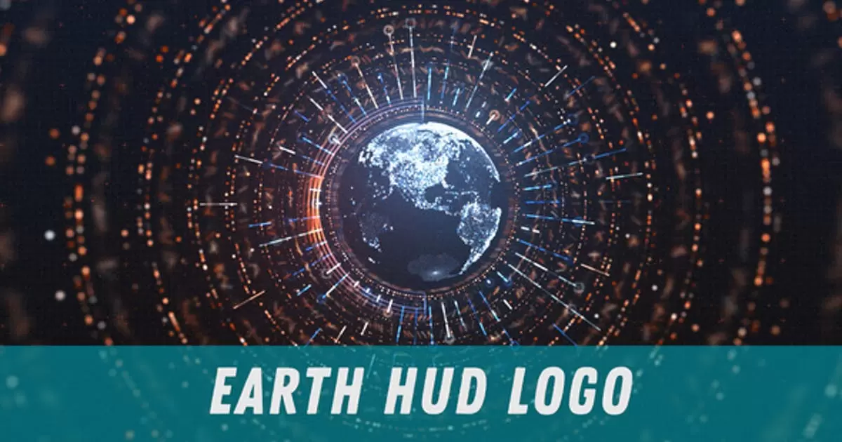 地球HUD科技感显示器logo标志AE模版Earth HUD Logo插图