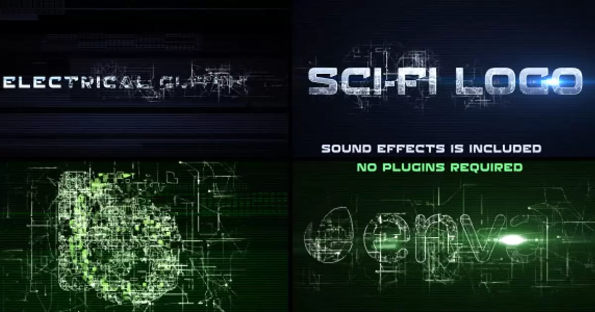 科幻电气科技感logo标志故障AE模版Sci-Fi Electrical Glitch