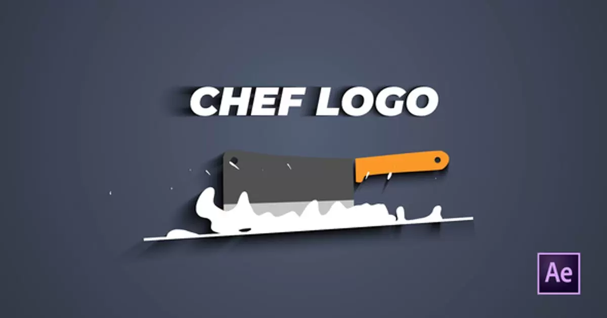 厨师刀卡通菜刀logo标志AE模版Chef Knife Logo插图