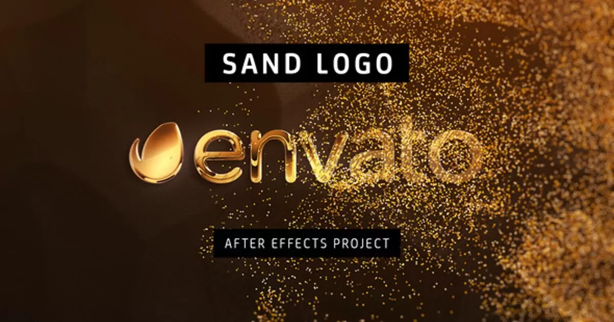 粒子金色流沙logo标志AE模版Sand Logo