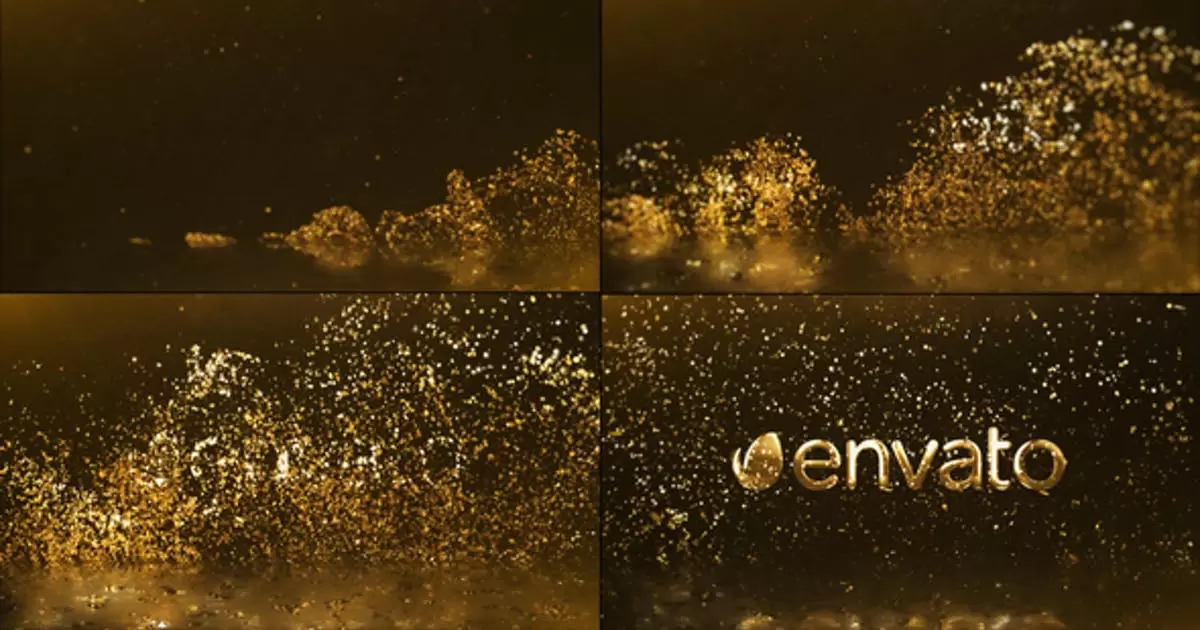 金色闪光颗粒粉碎logo标志揭示AE模版Golden Glitter Particles Logo Reveal插图