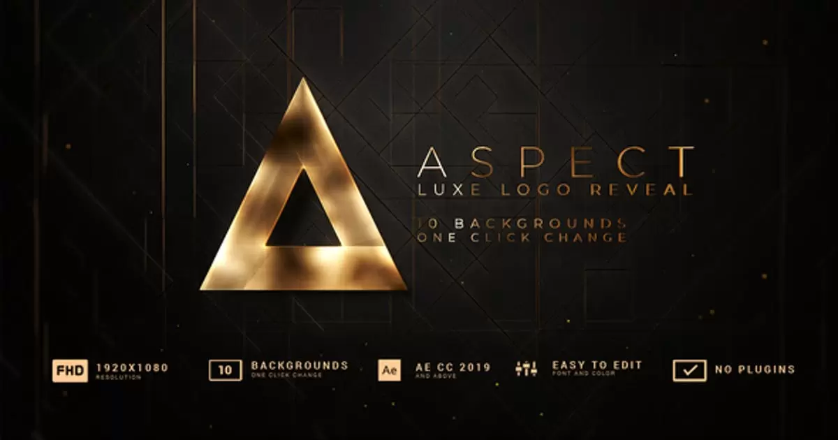 华丽金属光泽logo标志揭示AE模版Aspect | Logo Reveal插图