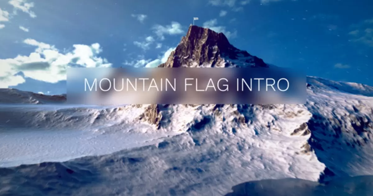 航拍雪山上的旗帜印制logo标志介绍AE模版Mountain Flag Intro插图