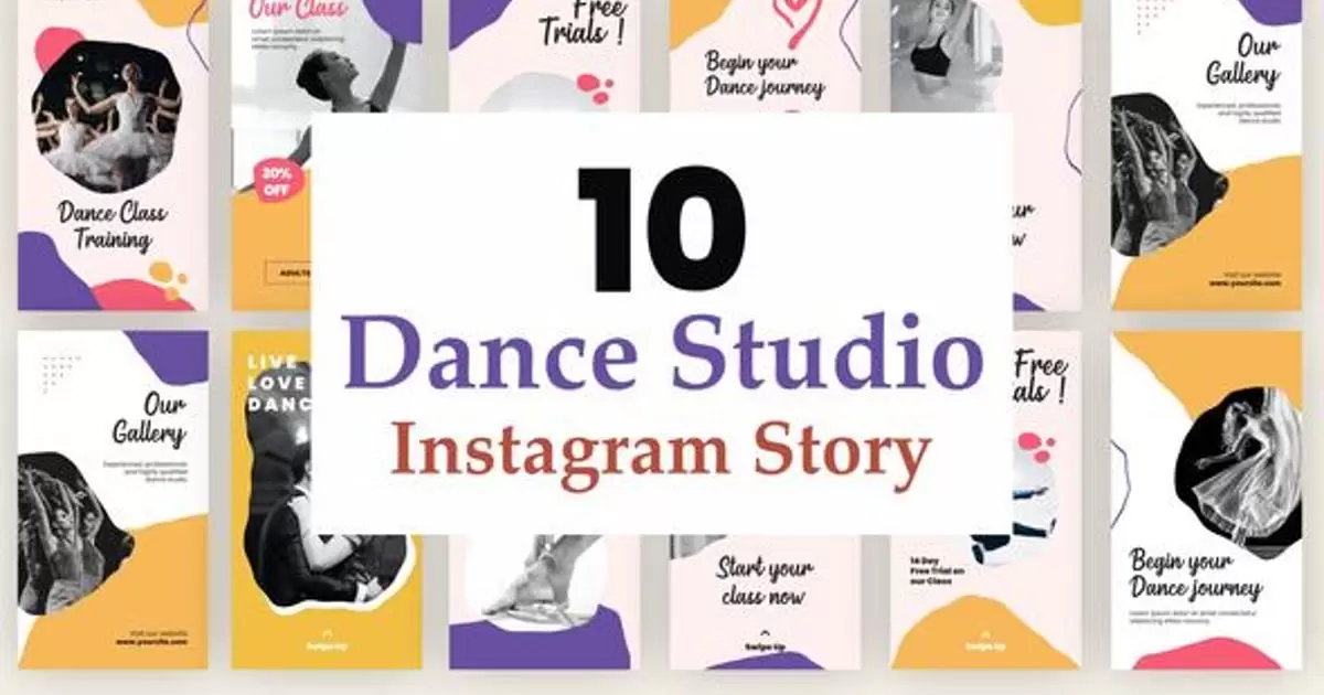 舞蹈工作室ins照片故事AE模版Dance Studios Instagram Stories插图