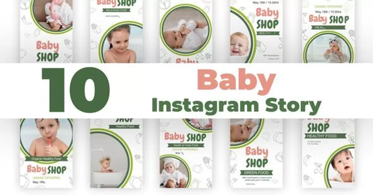 婴儿商店Instagram故事AE模版Baby Shop Instagram Stories插图