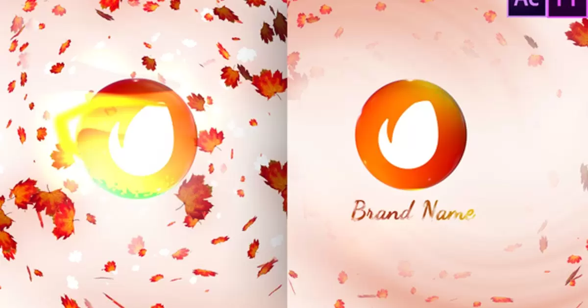秋季树叶飞舞logo标志显露AE模版Autumn Logo Reveal插图