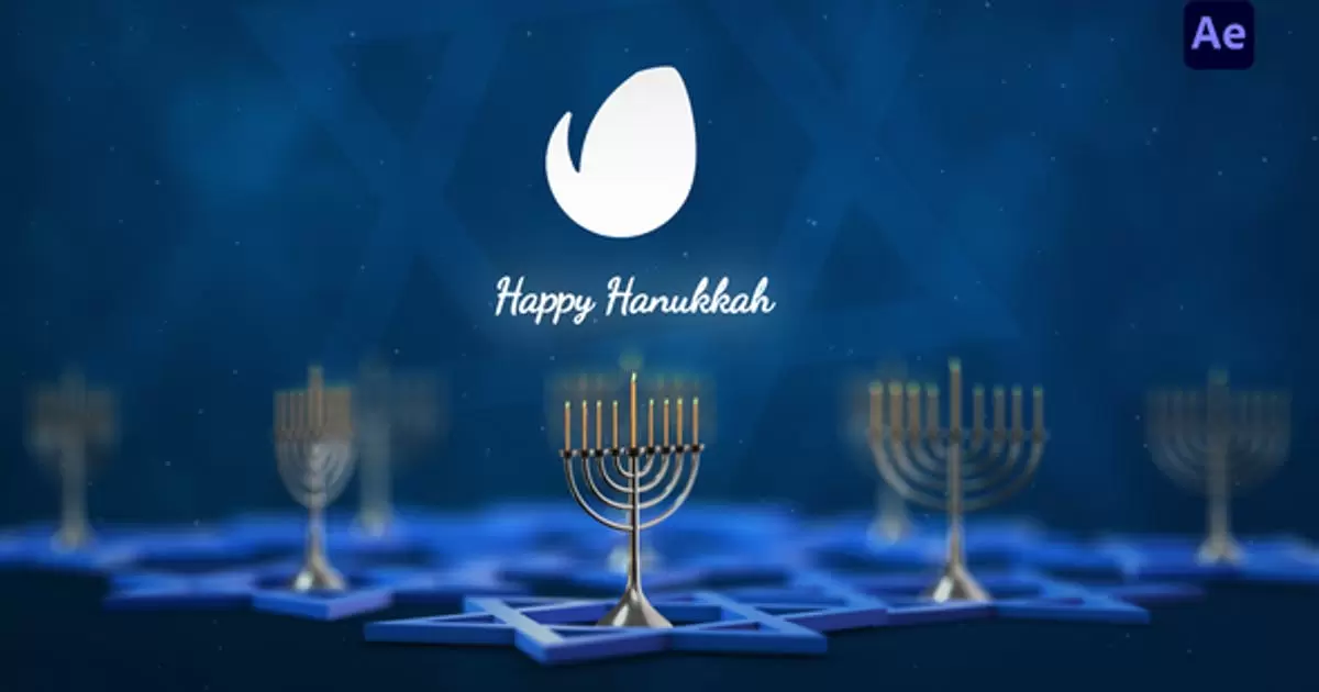 光明节logo标志揭示AE模版Hanukkah Logo Reveal