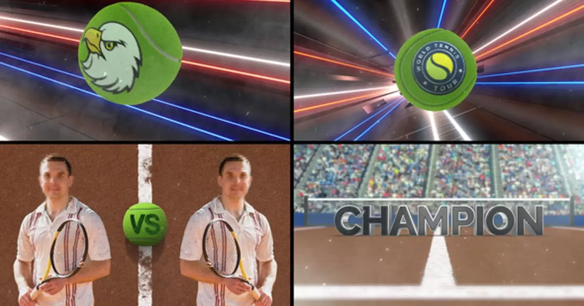 网球标志体育运动商家logo显露AE模版Tennis Logo Reveal插图