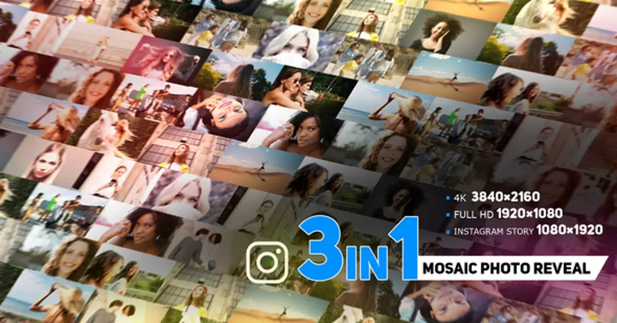 现代马赛克照片汇聚logo标志AE模版Modern Mosaic Photo Reveal插图