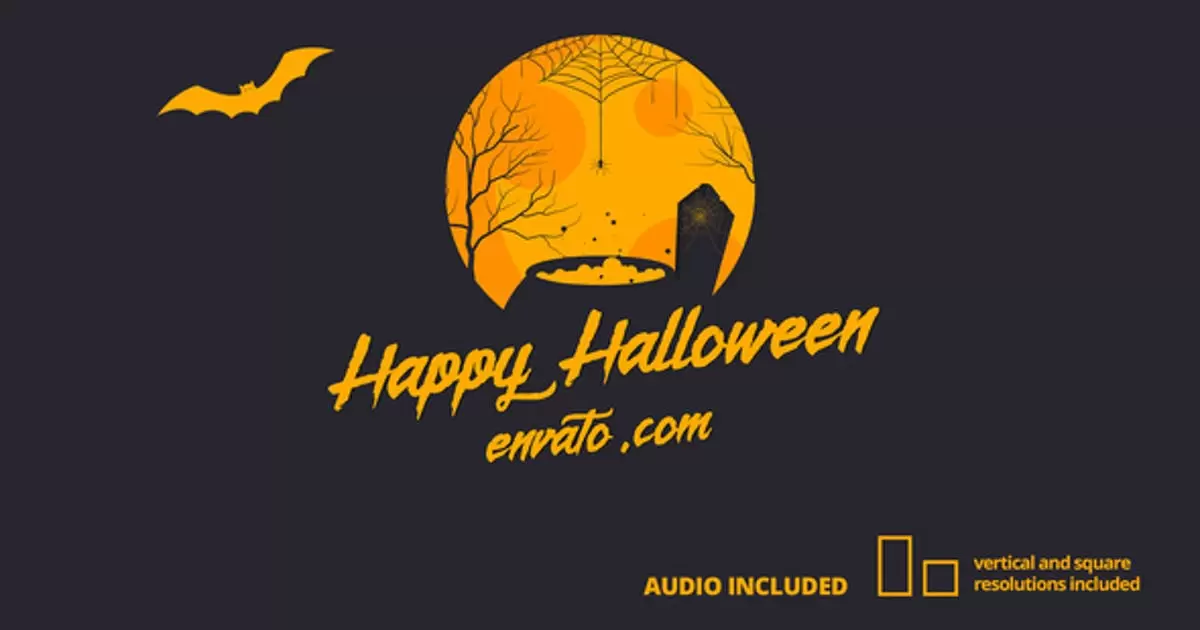 万圣节mg动画卡片AE模版Halloween Card插图