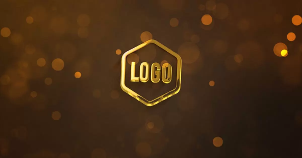 3D深金色金属发光凸显logo标志AE模版3D Dark Gold Logo