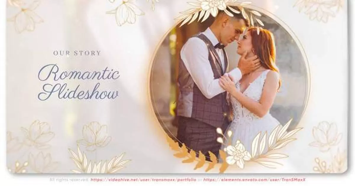 温柔浪漫的婚礼相册照片展示AE模版Gentle Romantic Slideshow