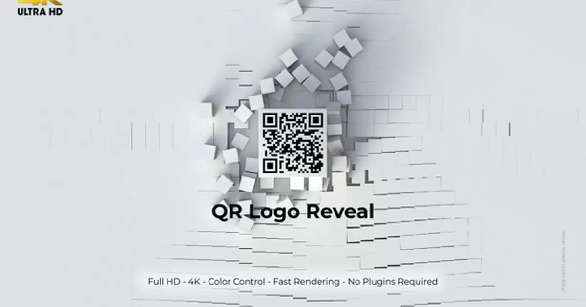 QR二维码标志破墙而出显露AE模版QR Logo Reveal插图