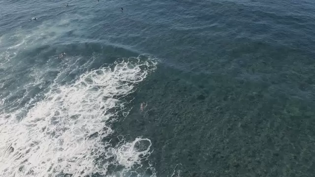 在海洋中划桨的冲浪者航拍视频素材插图