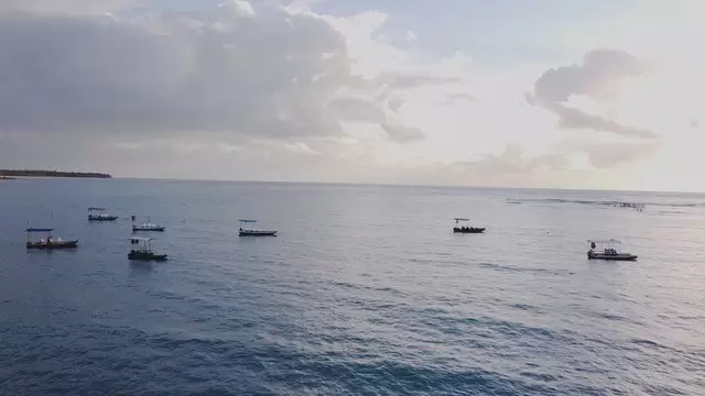 在海中航行的船只航拍视频素材插图