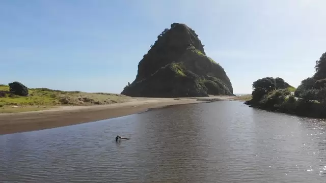 新西兰的皮哈海滩航拍视频素材插图