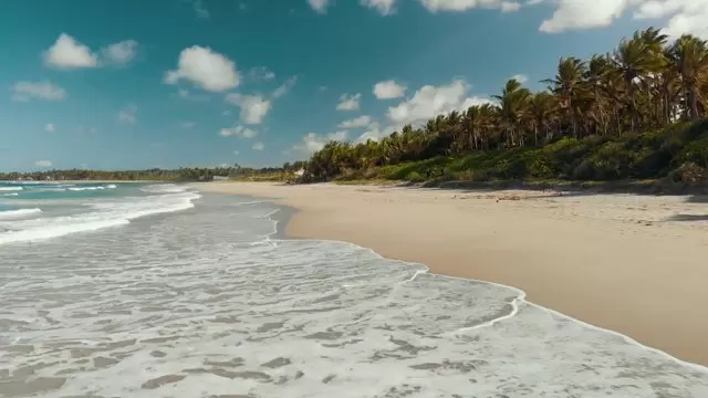 飞越海滩海边沙滩低空飞行航拍视频素材插图