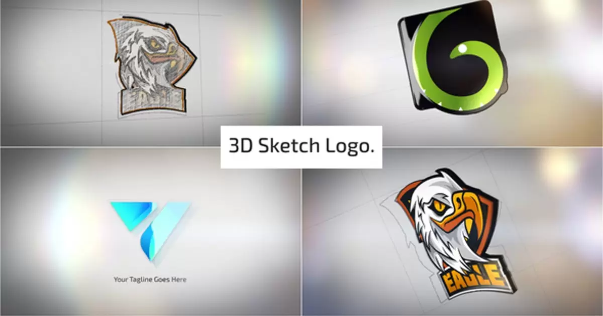 干净的3D草图徽标显示AE模版Clean 3D Sketch Logo Reveal插图