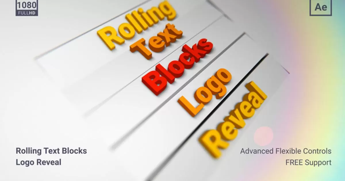 滚动文本块三维logo文字动画AE模版Rolling Text Blocks插图