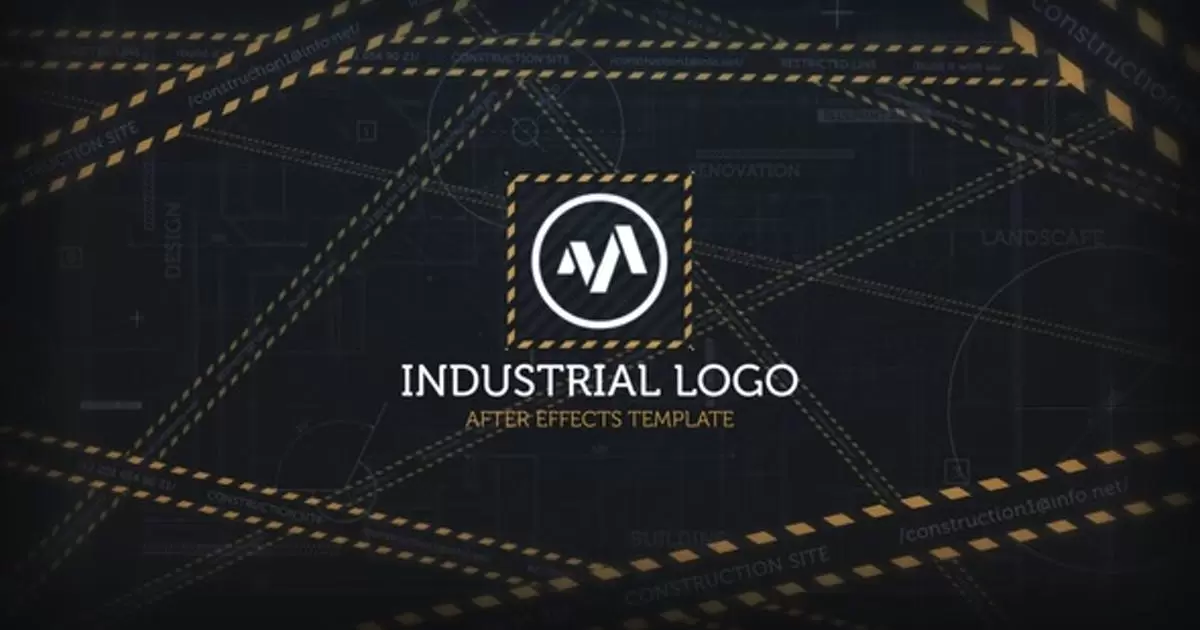 工业施工工地logo标志显露AE模版Industrial Logo Reveal插图