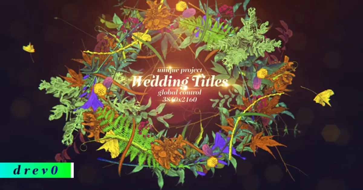 婚礼标题花环logo标志AE模版Wedding Title插图