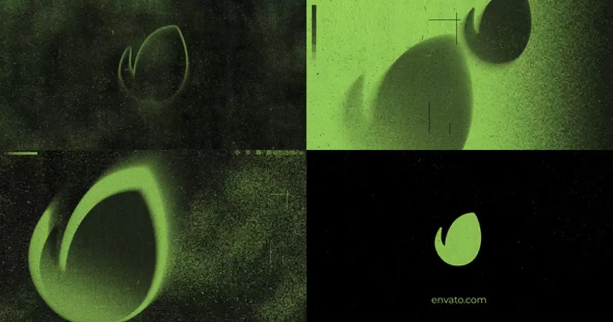绿色恐怖鬼影logo标志AE模版Grunge Logo