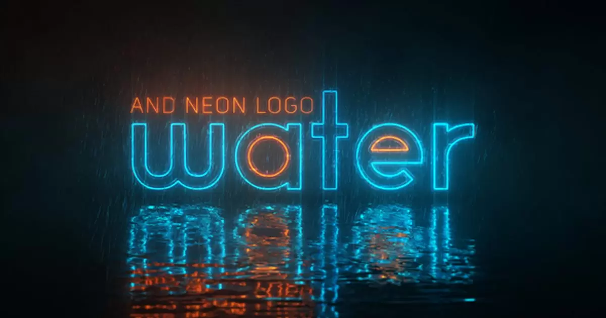 水和霓虹灯标志AE模版Water and Neon Logo插图