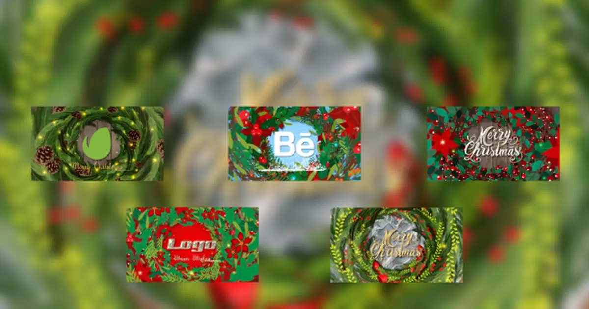 圣诞花圈花环揭晓AE模版Christmas Wreaths Reveal插图