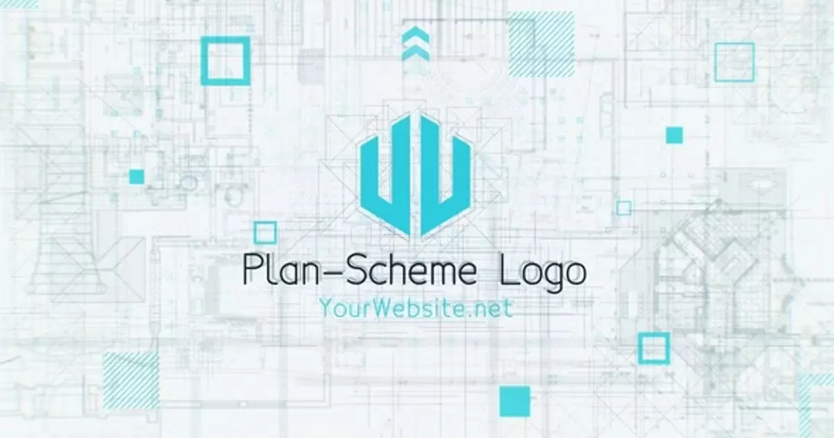 蓝图商务科技感logo方案标志AE模版Blueprint Scheme Logo插图