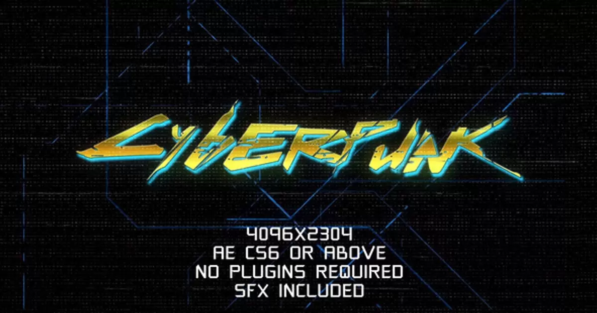4k赛博朋克logo标志AE模版4k Cyberpunk Logo插图