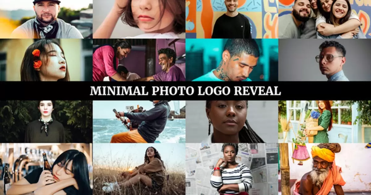 最小照片汇聚徽标logo显示AE模版Minimal Photo Logo Reveal插图