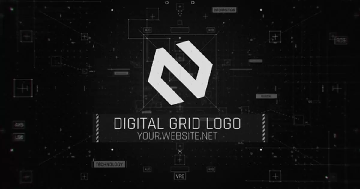 数字网格高科技logo标志AE模版Digital Grid Logo插图