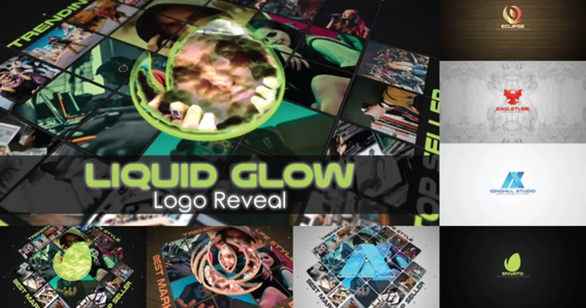液体发光LOGO标志揭示AE模版Liquid Glow Logo Reveal插图