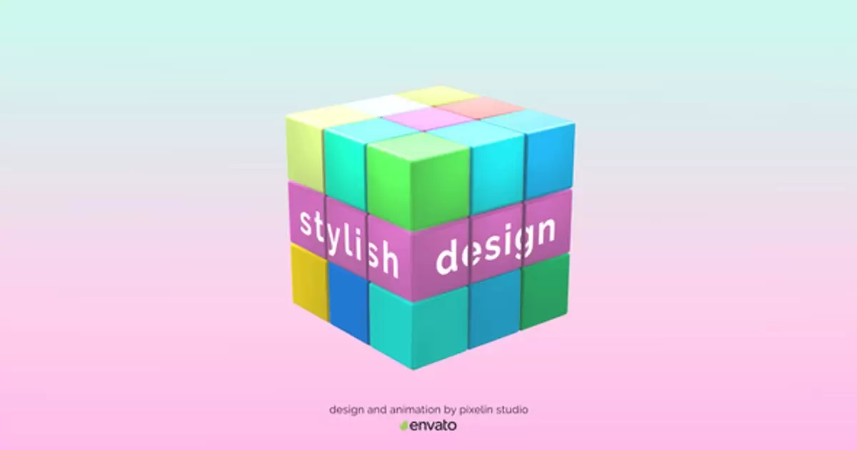 彩色立方体盒子logo标志AE模版Colorful Cube Logo插图