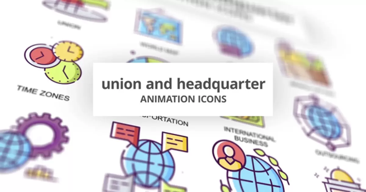 联合和总部-MG动画图标AE模版Union & Headquarter – Animation Icons插图