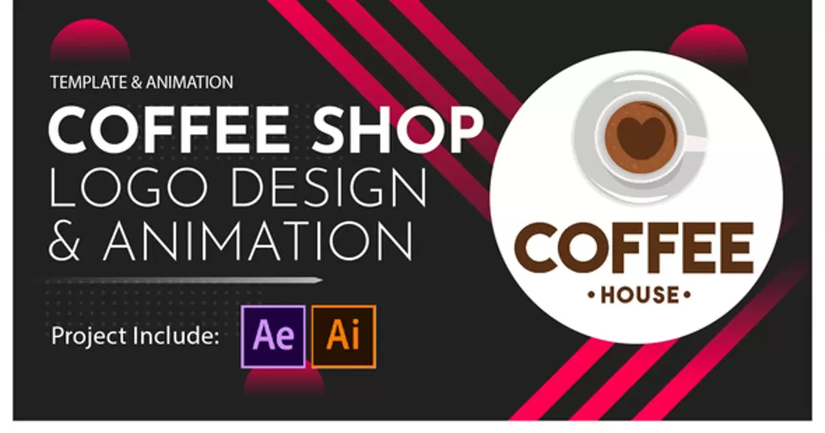 咖啡店标志设计和动画AE模版Coffee Shop Logo Design and Animation插图