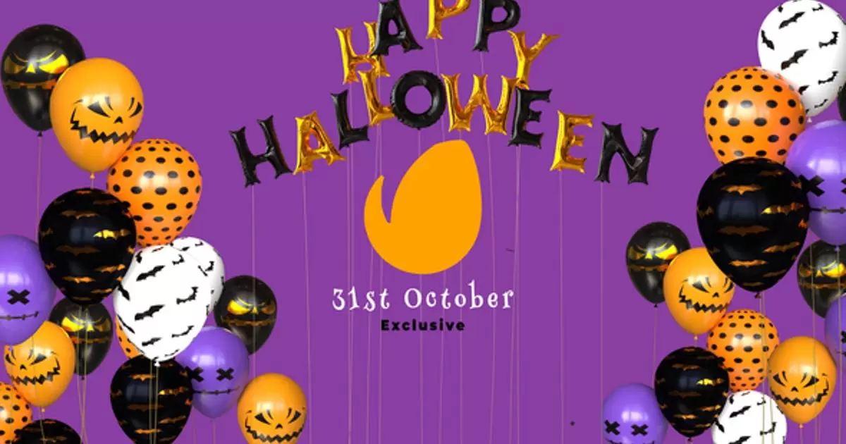 万圣节快乐气球标志揭晓AE模版Happy Halloween Balloon Logo Reveal插图