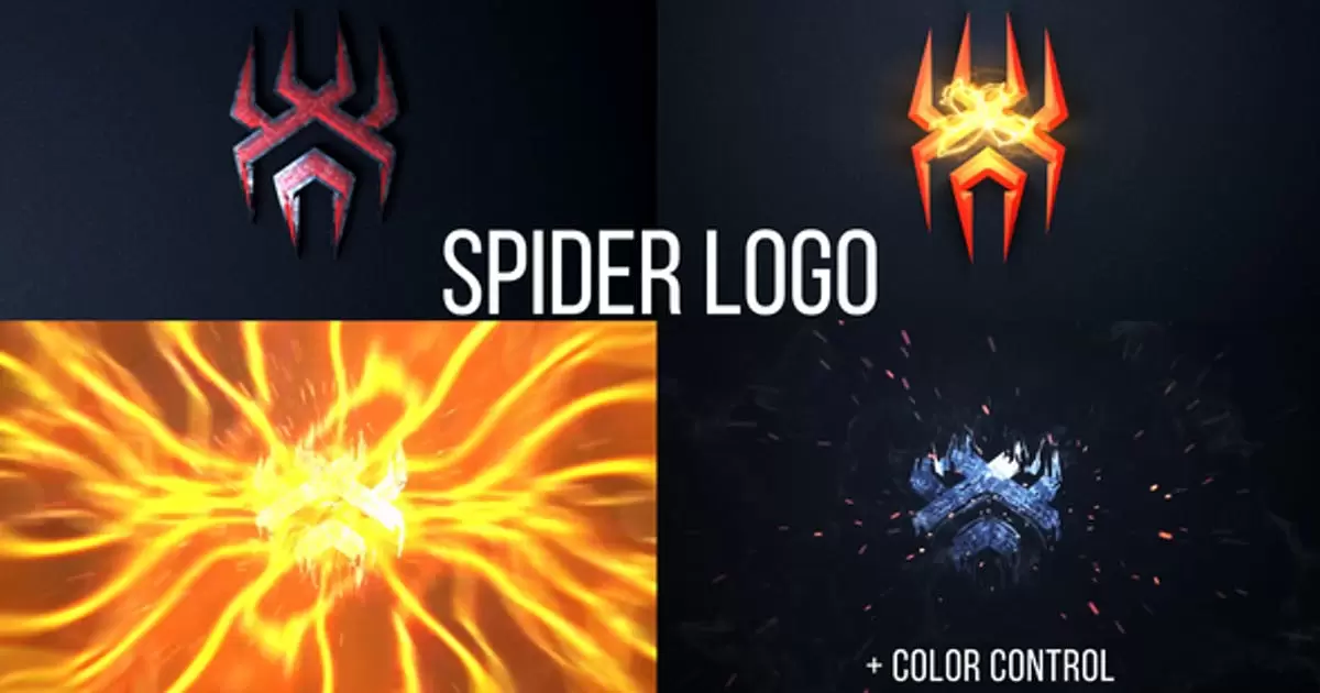 蜘蛛燃烧logo标志AE模版Spider Logo插图