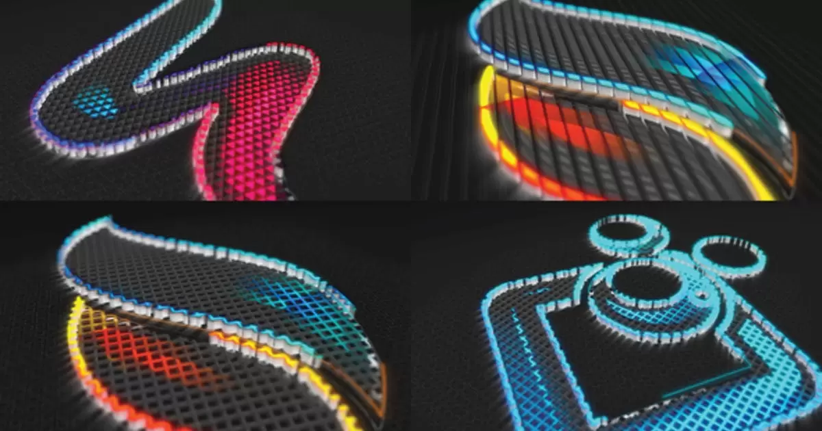 笔画元素手绘logo标志显示AE模版Stroke Element Logo Reveal