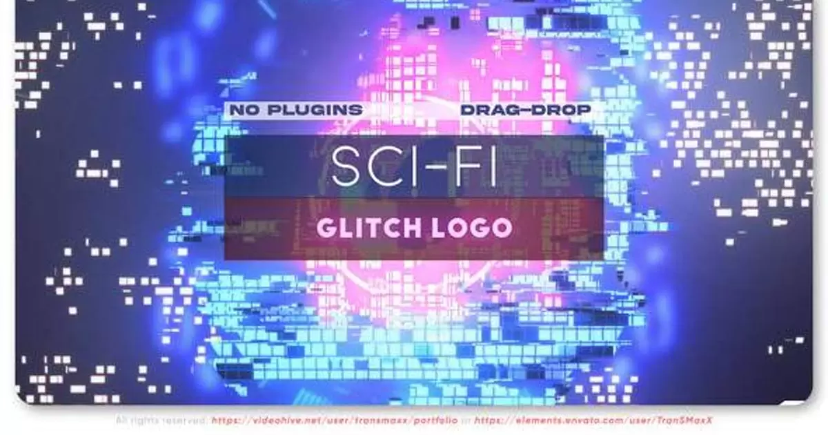 科幻高科技sci-fi故障标志AE模版Sci-Fi Glitch Logo插图